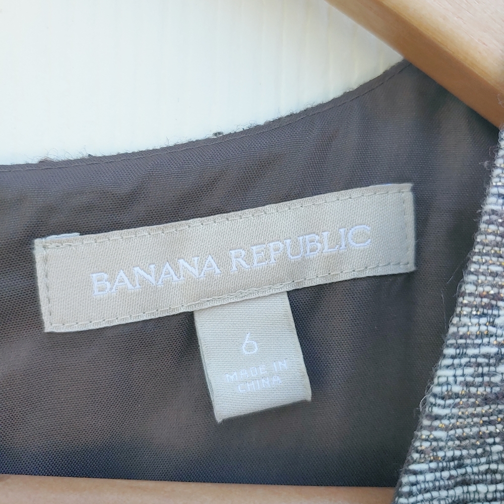 Banana Republic Metallic Wool Blend Sleeveless Lined Sheath Dress Sz 6 - Picture 5 of 6